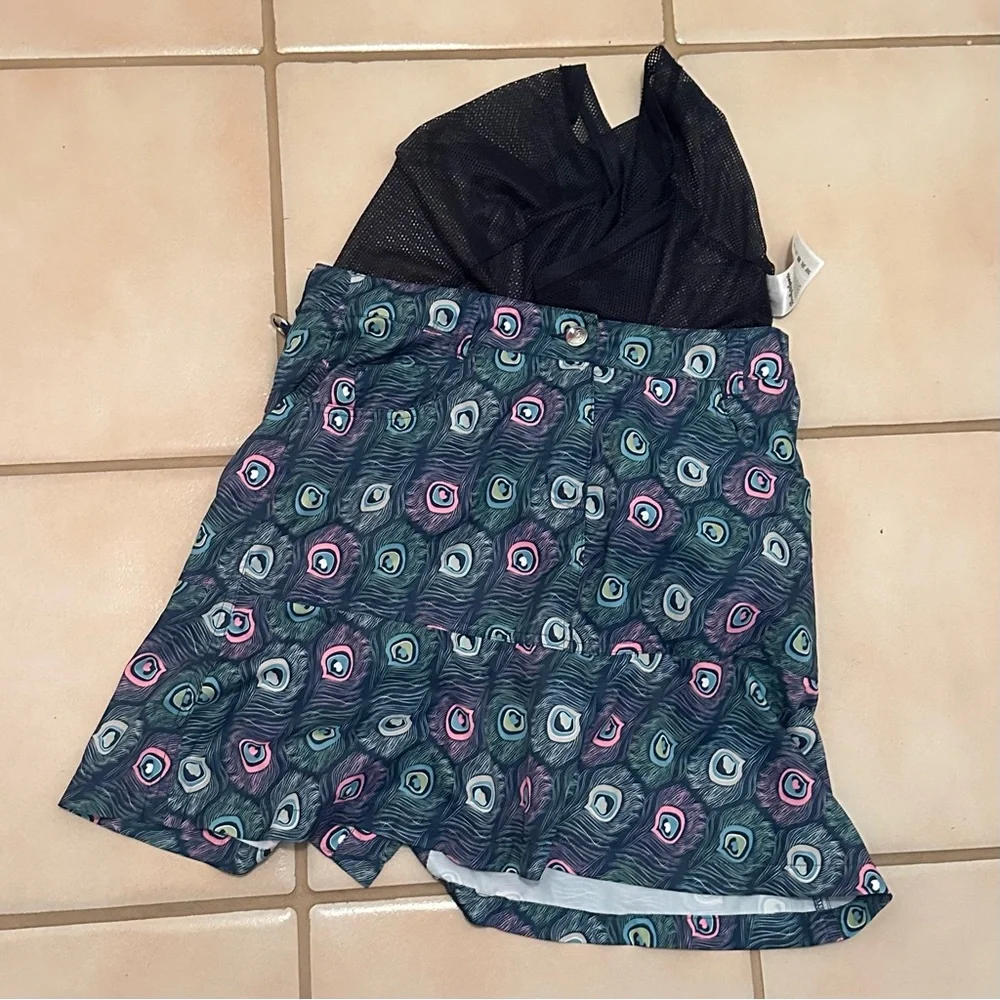 DAILY SPORTS Golf Skort Skirt Womens Size 4 Blue Peacock Feather Athletic Travel